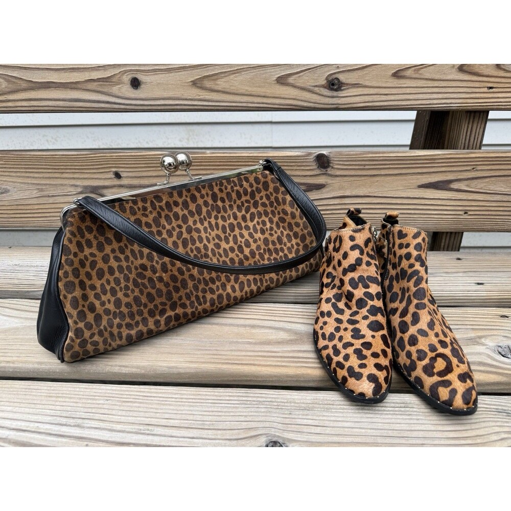Karen Wilson Handbag Animal Print Kiss Lock $240 Urban Safari Canada EUC